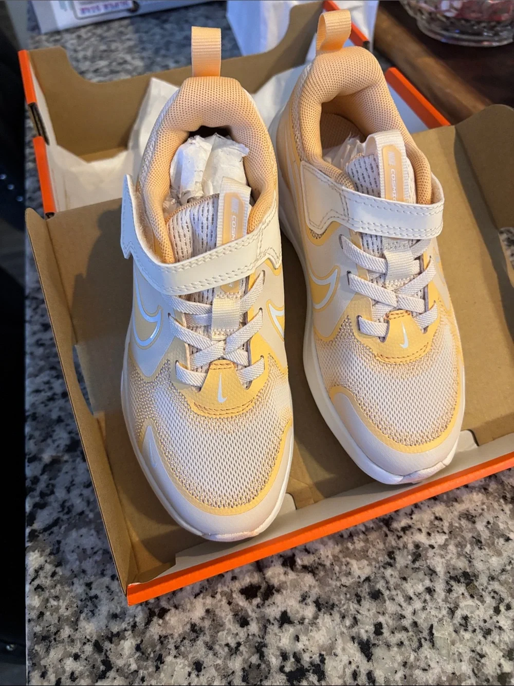Nike Kids Peach and White Velcro Athletic Sneakers